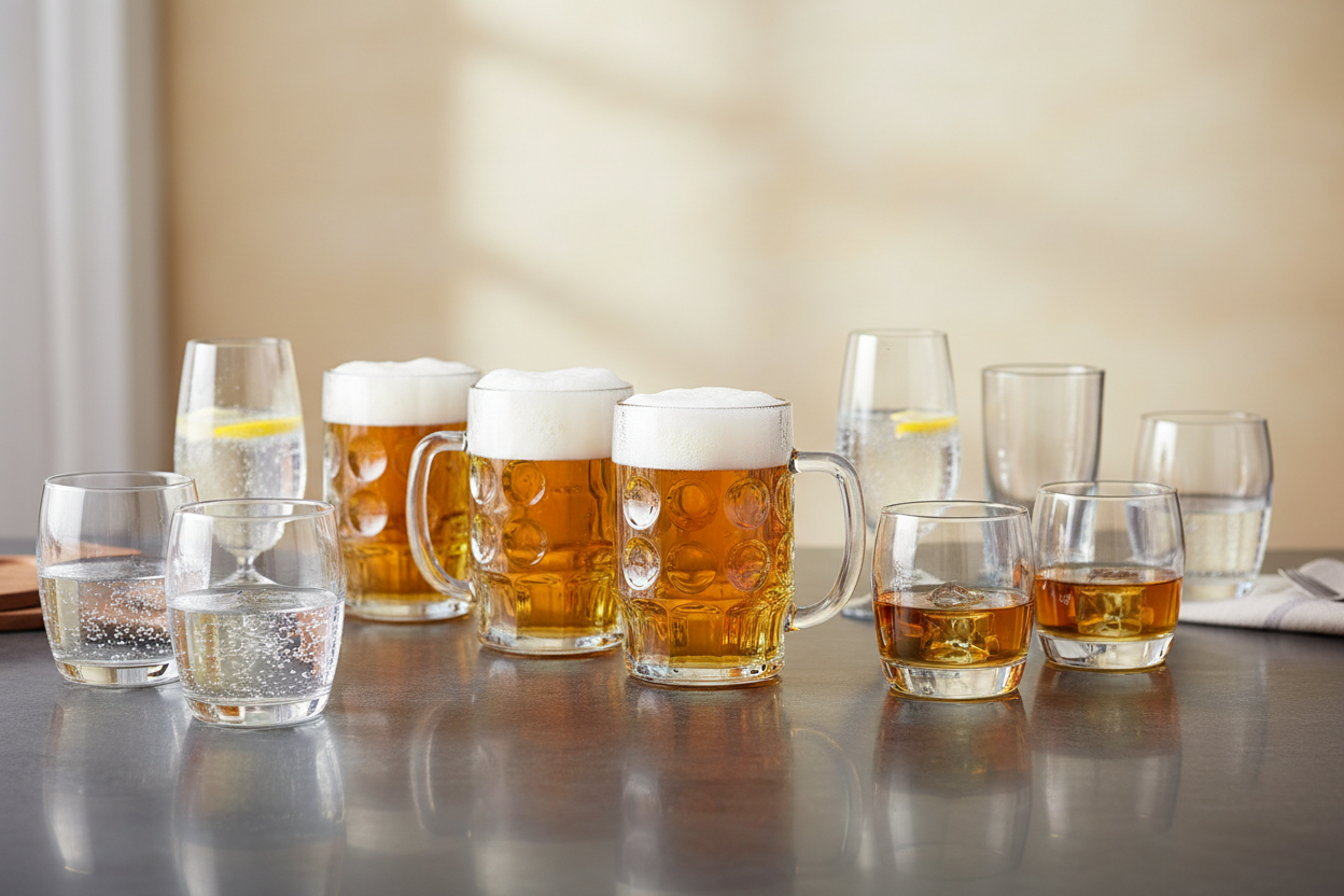 Casual Dining Glassware: Beer Mugs, Whiskey Glasses & Drinking Glasses