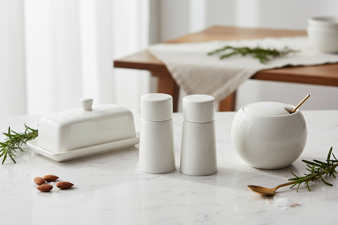 Condiment & Snack Essentials: Salt & Pepper Shakers, Sugar Bowls & Butter Dishes