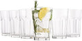 Vikko Large Drinking Glasses, 14 Ounce Glass Cups, Durable Stackable Highball Tumblers & Water Glasses, Dishwasher Safe Set of 6