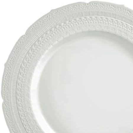 " OCCASIONS " 120 Plates Pack,(60 Guests) Extra Heavyweight Vintage Wedding Disposable/Reusable Plastic Plates 60 x11'' Dinner +60 x 8.25'' Salad/Dessert Plate (Chatesau Light Gray)