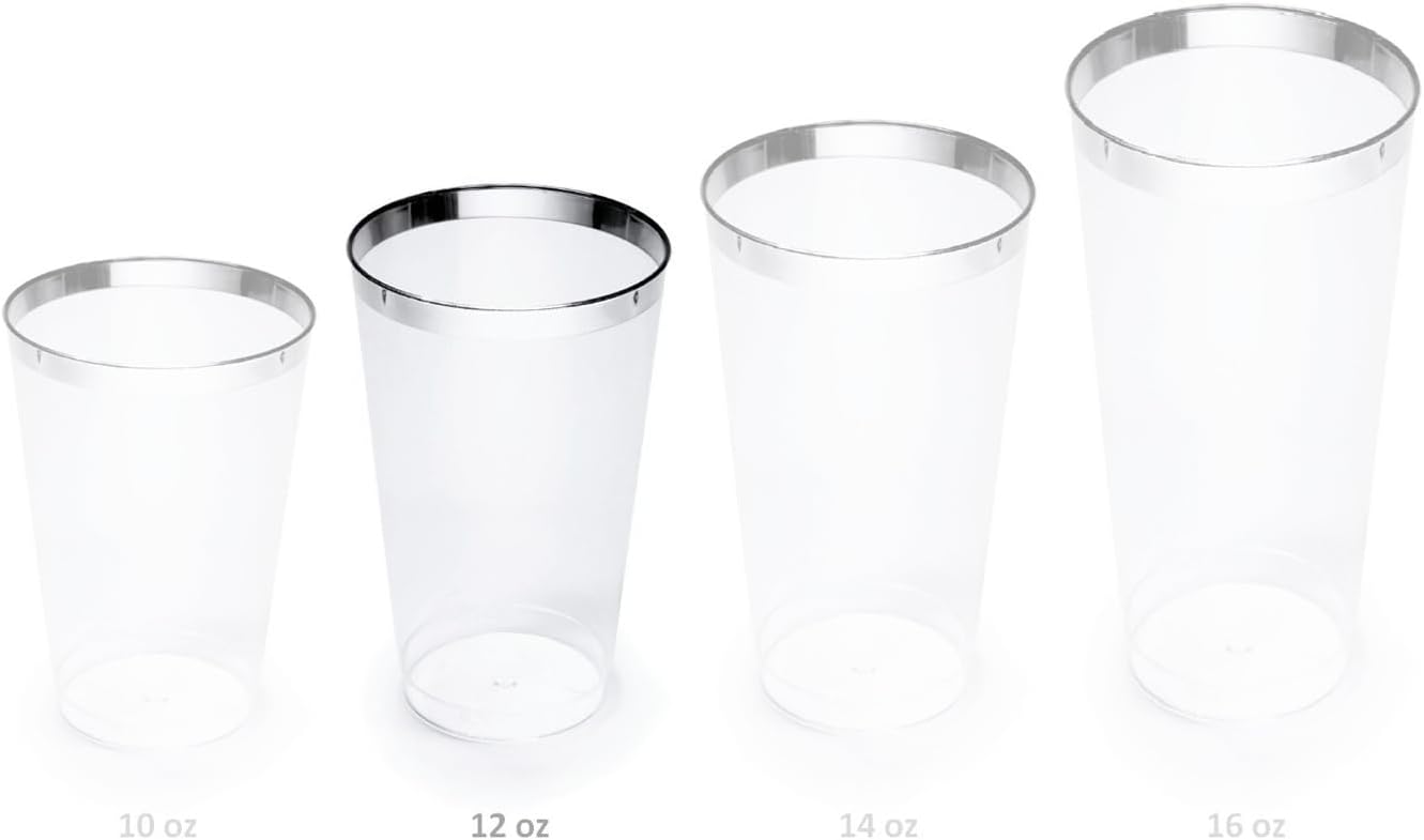 " OCCASIONS " 640 Piece set (80 Guests)-Vintage Wedding Party Disposable Plastic Plates & cutlery -80 x 10'' + 80 x 7.5'' + Silverware + 12oz Cups + Napkins (Verona White)