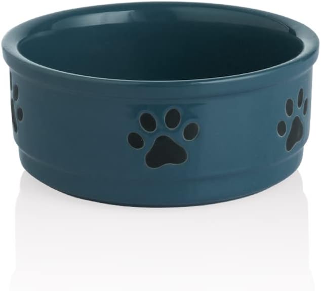 Sweejar Ceramic Dog Bowls with Paw Pattern, Dog Food Dish for Medium D ...