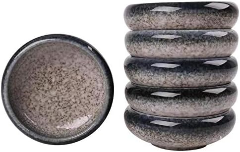 Uaral Soy Sauce Dish Sushi Dipping Bowls Japanese Sauce Bowls Chip and Dip Serving Dish Set 3.75 Inch Set Of 6(Midnight Blue)