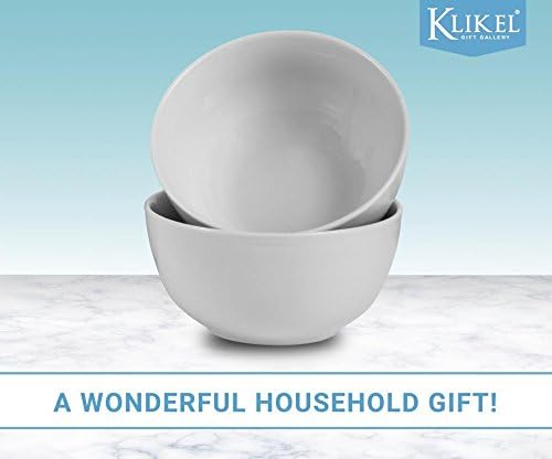 Klikel 8 Pack 18oz White Round Soup Bowls - 5.5-inch (18oz) Classic Solid Coupe Style Porcelain Dinnerware - Large Bowl For Noodle Pasta Cereal Salad