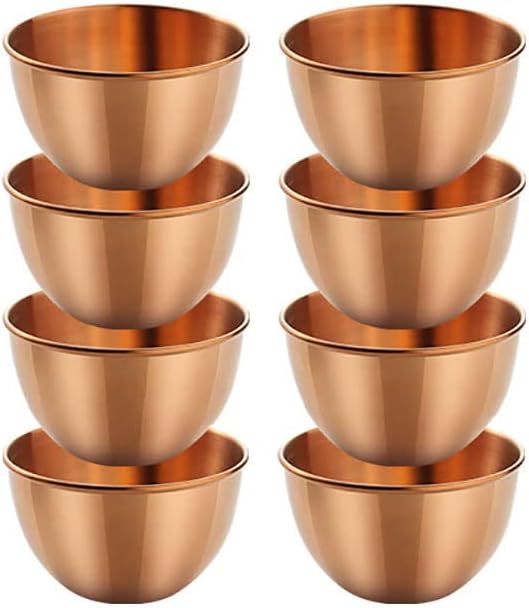 Stainless Steel Sauce Dishes Small Ice Cream Cups Mini Serving Dessert Bowl Round Seasoning Dishes Sushi Dipping for Kitchen 8 Pack (Rose Gold, 3.35 inch)