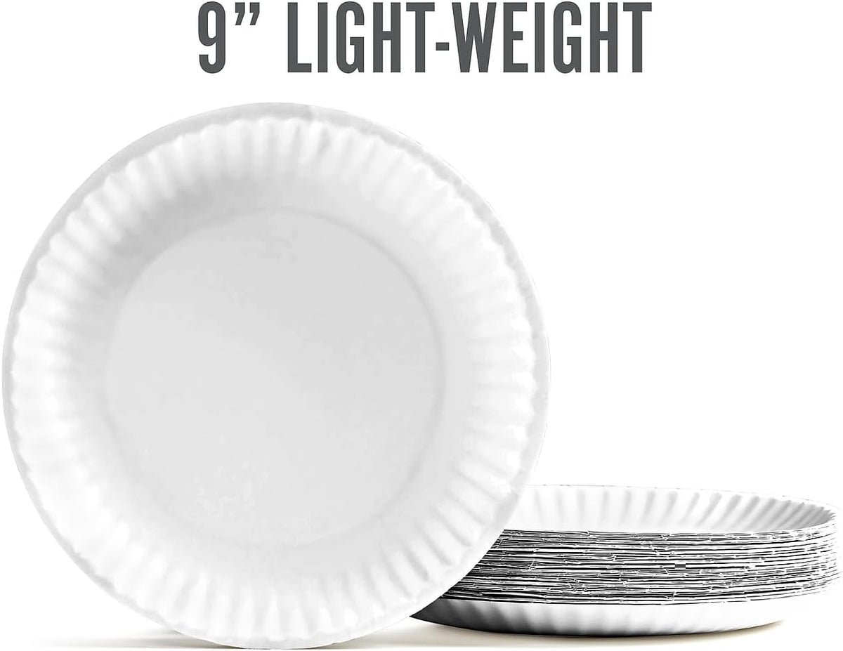 Perk Staples Paper Plates, 9 Inch, Disposable For Everyday Meals, Kitc ...