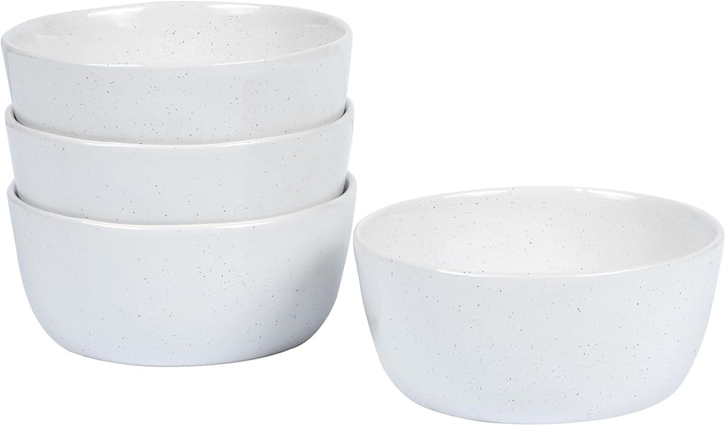 6inch Ceramic Bowl Sets,Stoneware Kitchen Bowl,Porcelain Bowls Set of 4 for Soup, Cereal, Oatmeal, Fruit, Rice - Dishwasher & Microwave Safe,White