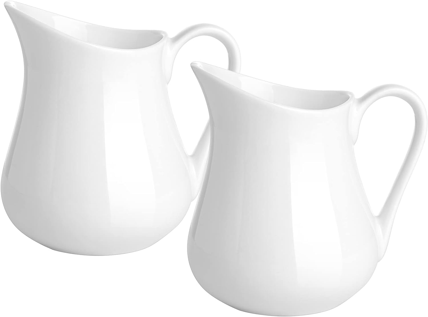 Gurygo 2 Pack 4 Oz Classic White Ceramic Small Creamer Pitcher with Handle- Fine Porcelain Small Milk Pitcher - Ceramic Creamer Container for Coffee Milk Sauces Salad, Microwave & Freezer Safe