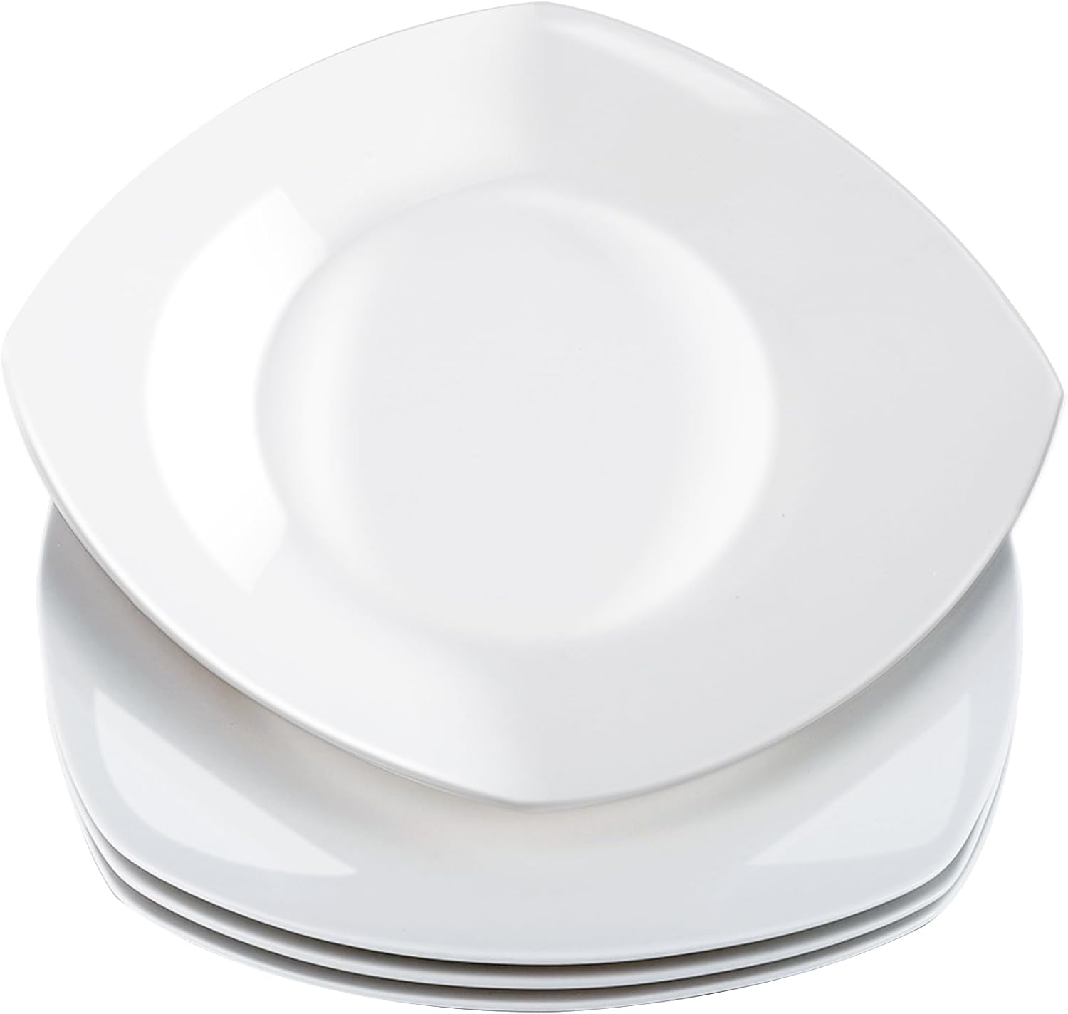 4 Piece Porcelain Dinner Plate, 7 inch Ceramic Appetizer Plates, White Square Dessert Plates,Square Serving Plate for Steak, Snacks, Salad,Pasta, Microwave & Dishwasher Safe, Scratch Resistant