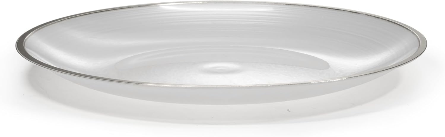 " OCCASIONS " 120 Plates Pack,(60 Guests) Premium Wedding Party Disposable Plastic Plates Set -60 x 10'' Dinner + 60 x 7'' Salad/Dessert (Belize in White Pearl & Silver)