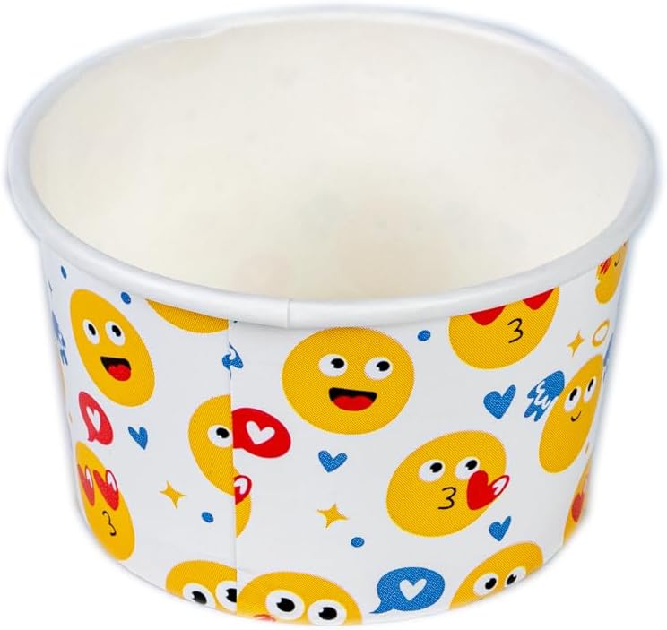 Glad for Kids Emoji Print Paper MINI Snack Bowls, Lids Not Included - Disposable Snack Cups with Emojis for Kids Heavy Duty, 6 Ounces, 20 Count - 10 Pack