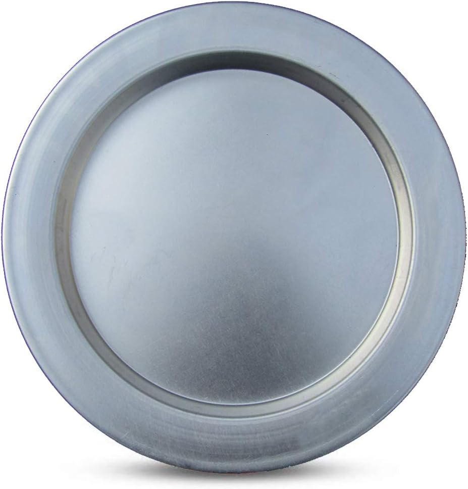 Kunefe Plate Large - Cooking and Serving Plates for Shredded Kadaifi, Phyllo, Fillo Dough Pan/Turkish Dessert Dough Burner - Set of 2 Silver Color Aluminum Pans (Large Serving)