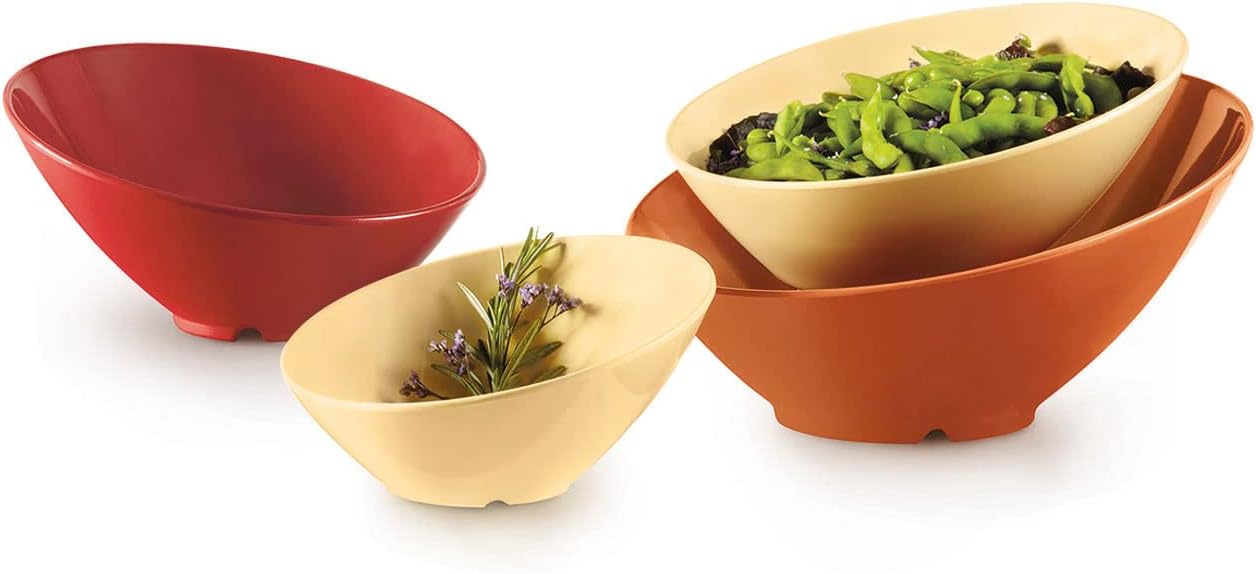 G.E.T. B-789-ST Angled Cascading Serving Bowl for Salads, Snacks and Pasta, 1 Quart / 10", Sunset Orange