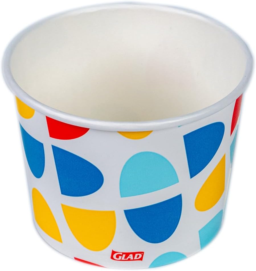 Glad Everyday Paper Snack Bowls with Abstract Print, Lids Not Included - Disposable Snack Bowls, Heavy Duty Paper Bowls for Everyday Use, 12 Ounces, 20 Count - 6 Pack