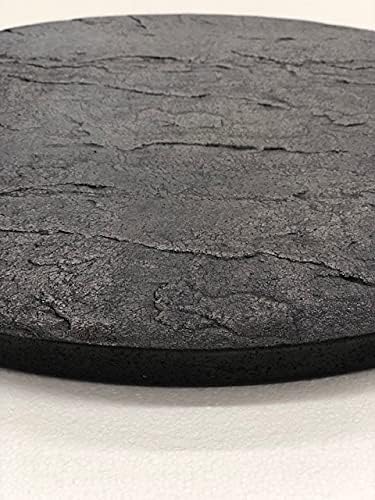 Unique Concrete Lazy Susan, Handcrafted, Made in The USA, Cement Turntable, Home-Decor (15" Black)