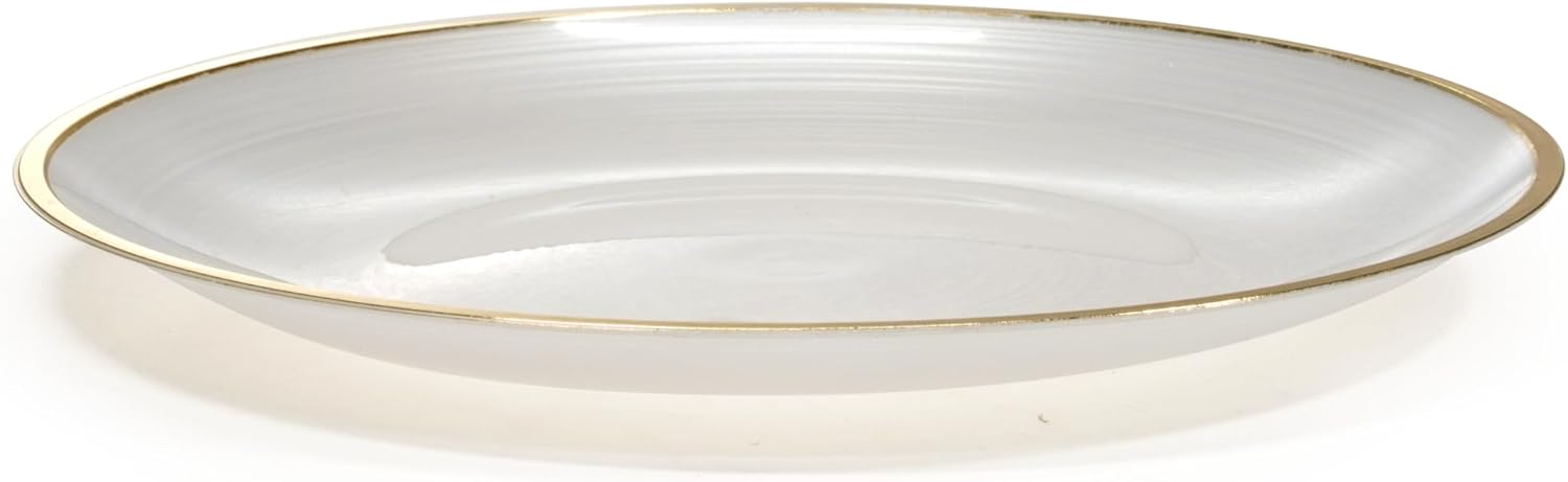 " OCCASIONS " 120 Plates Pack,(60 Guests) Premium Wedding Party Disposable Plastic Plates Set -60 x 10'' Dinner + 60 x 7'' Salad/Dessert (Belize in White Pearl & Gold)