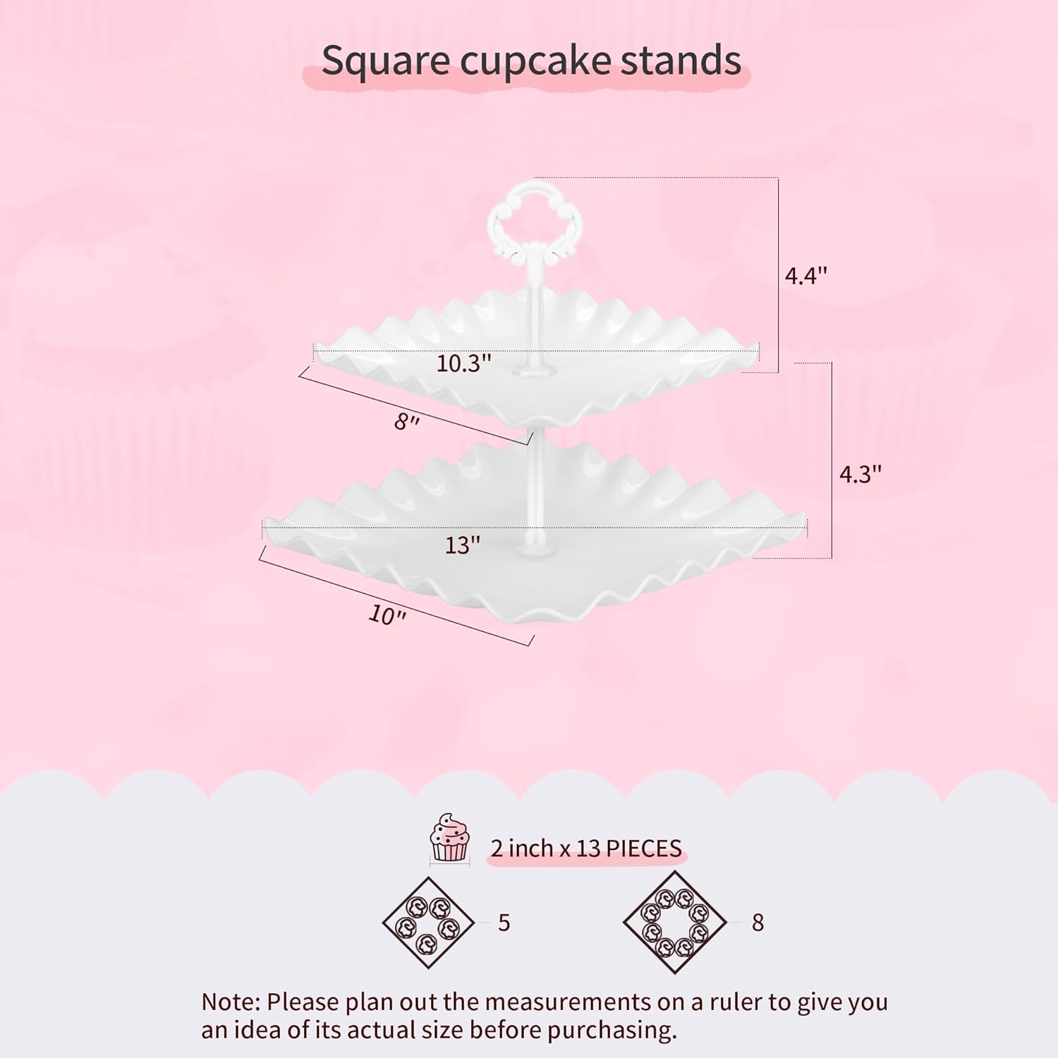 NWK Pack of 10 Dessert Stand Set with 2x Large 2-Tier and 2x Large 3-Tier Cupcake Stands, 4 x Appetizer Trays, 2 x Cake Pop Stands, for Birthday Baby Shower Party Decorations