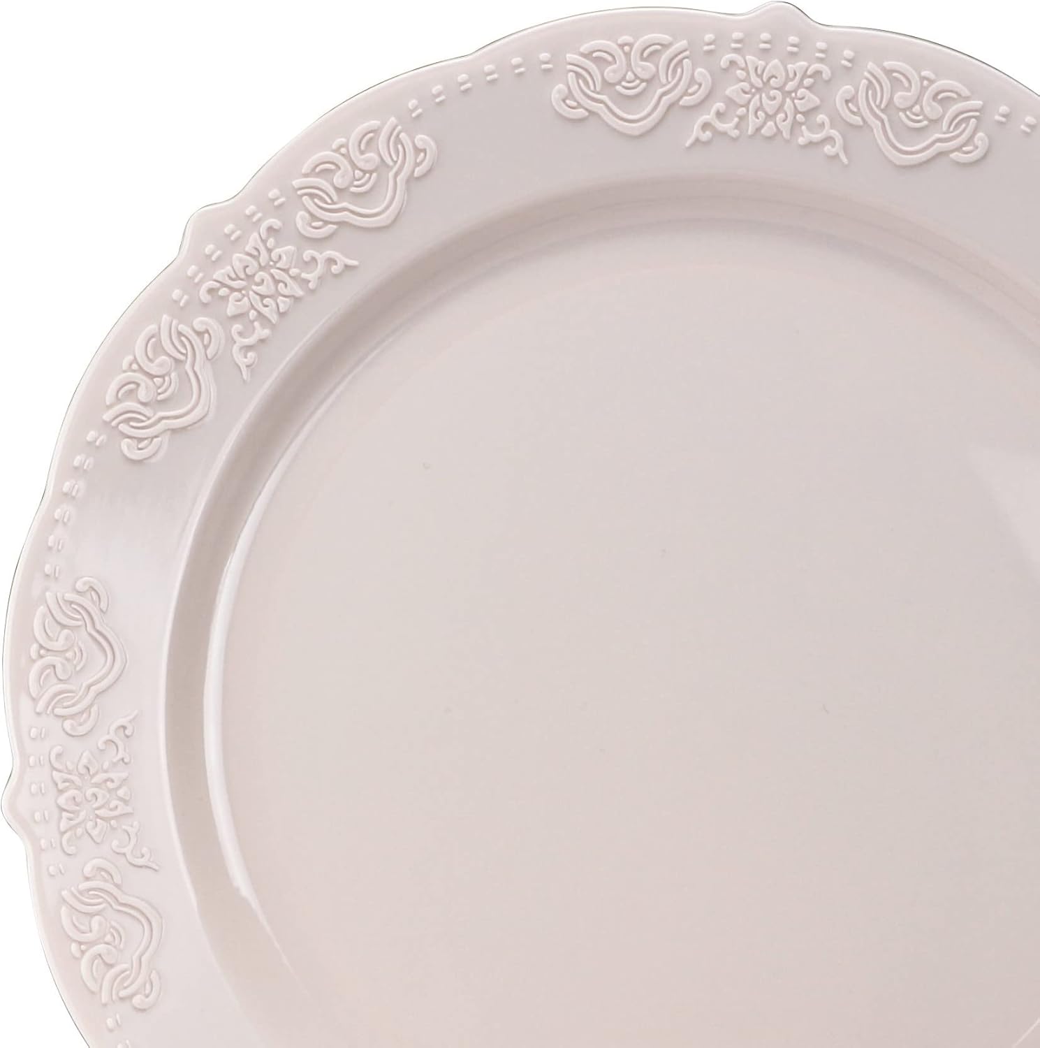 " OCCASIONS " 240 Plates Pack,(120 Guests) Vintage Wedding Party Disposable Plastic Plates Set-120x10.25'' Dinner +120x7.5'' Salad/Dessert Plate (Portofino Light Pink/Blush)