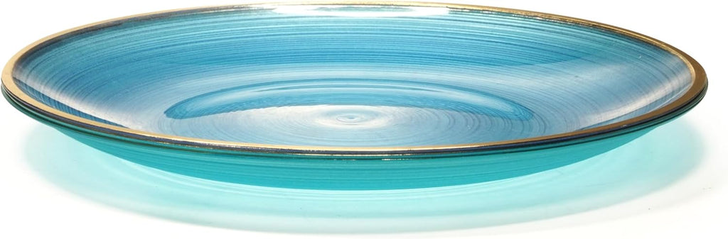 " OCCASIONS " 100 Plates Pack,(50 Guests) Premium Wedding Party Disposable Plastic Plates Set -50 x 10'' Dinner + 50 x 7'' Salad/Dessert (Belize in Blue & Gold)