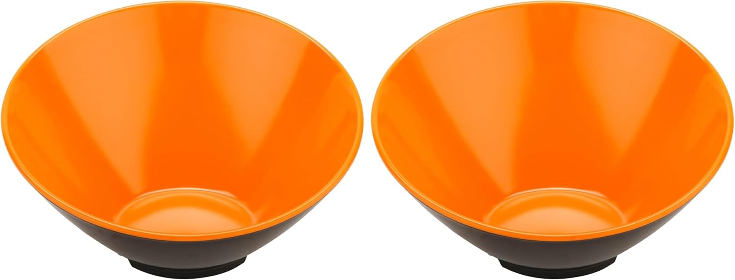 Get B-792-OR/BK Angled Cascading Serving Bowl for Salads, Rice and Dessert, 24 Ounce / 9.25", Orange/Black, 1 Count (Pack of 2)
