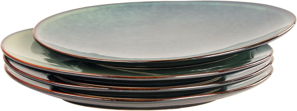Ceramic Serving Platters - Set of 4 Platters for Entertaining, Modern Kitchen Dishes for Dinner, Fruit, Salad, Serving Trays, Curved Oval Plates 13.4 Inch