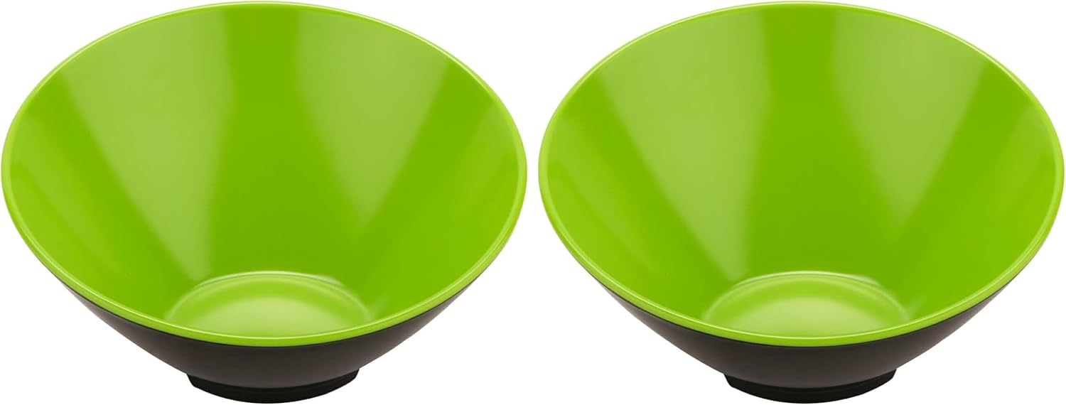 Get B-792-G/BK Angled Cascading Serving Bowl for Salads, Rice and Dessert, 24 Ounce / 9.25", Green/Black (Pack of 2)