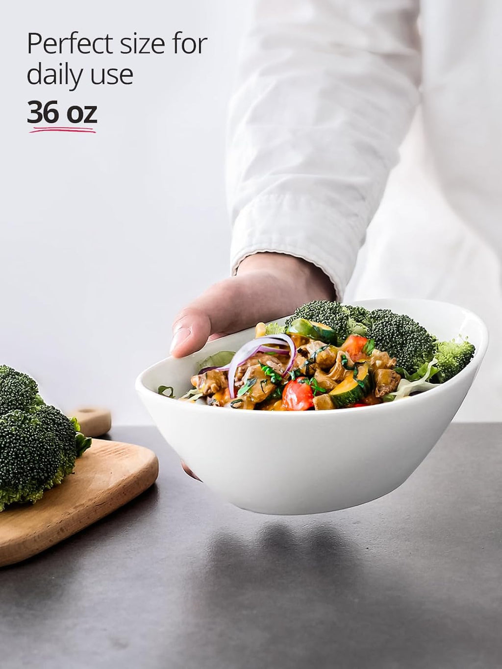 LIFVER 9" Serving Bowls for Wedding Decor, 36 OZ Porcelain Serving Dishes for Entertaining, Large Bowls Set for Soup Salad Side Dishes Pasta, Good Size for Dinner Party, Set of 4, White