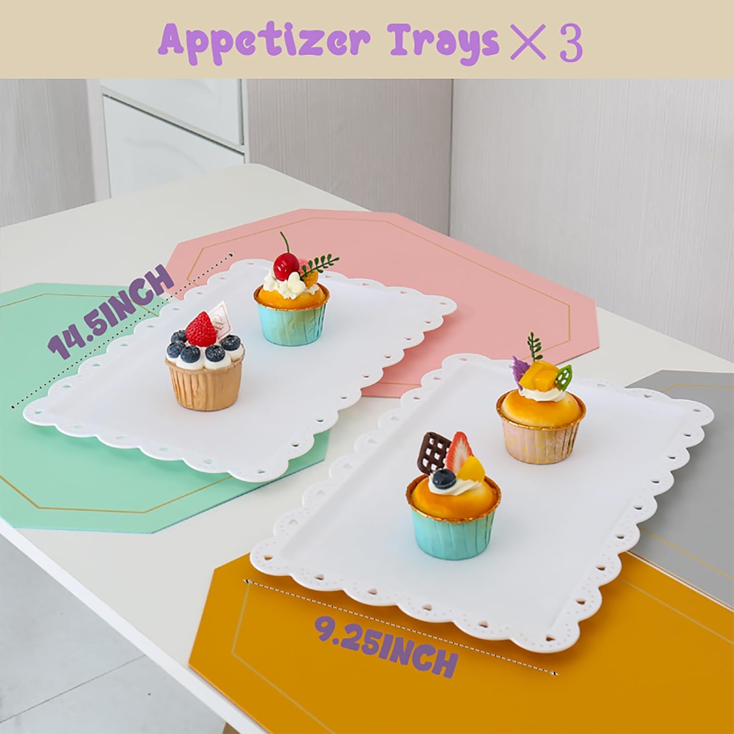 5 Pieces Cupcake Stand Set, 2 Pieces 3 Tier Cupcake Stands with 3 Pieces Appetizer Trays Dessert Table Display Set for Tea Party Serving Platter and Wedding