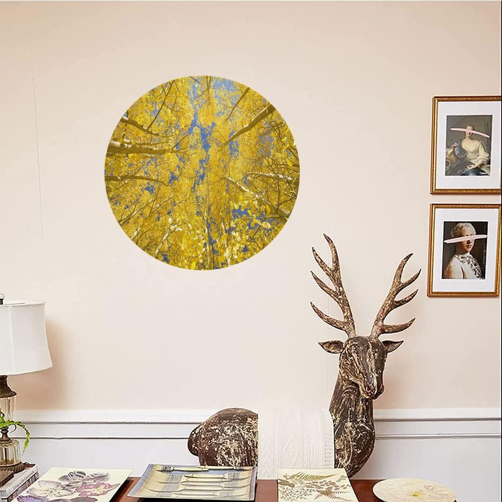 Ceramic Plates, Yellow and Blue Decorative Ceramic Plates, Looking Skyward Amongst The Patch of Sun lit Aspen, 6 Inch, for Dining, Parties, Wedding, Yellow