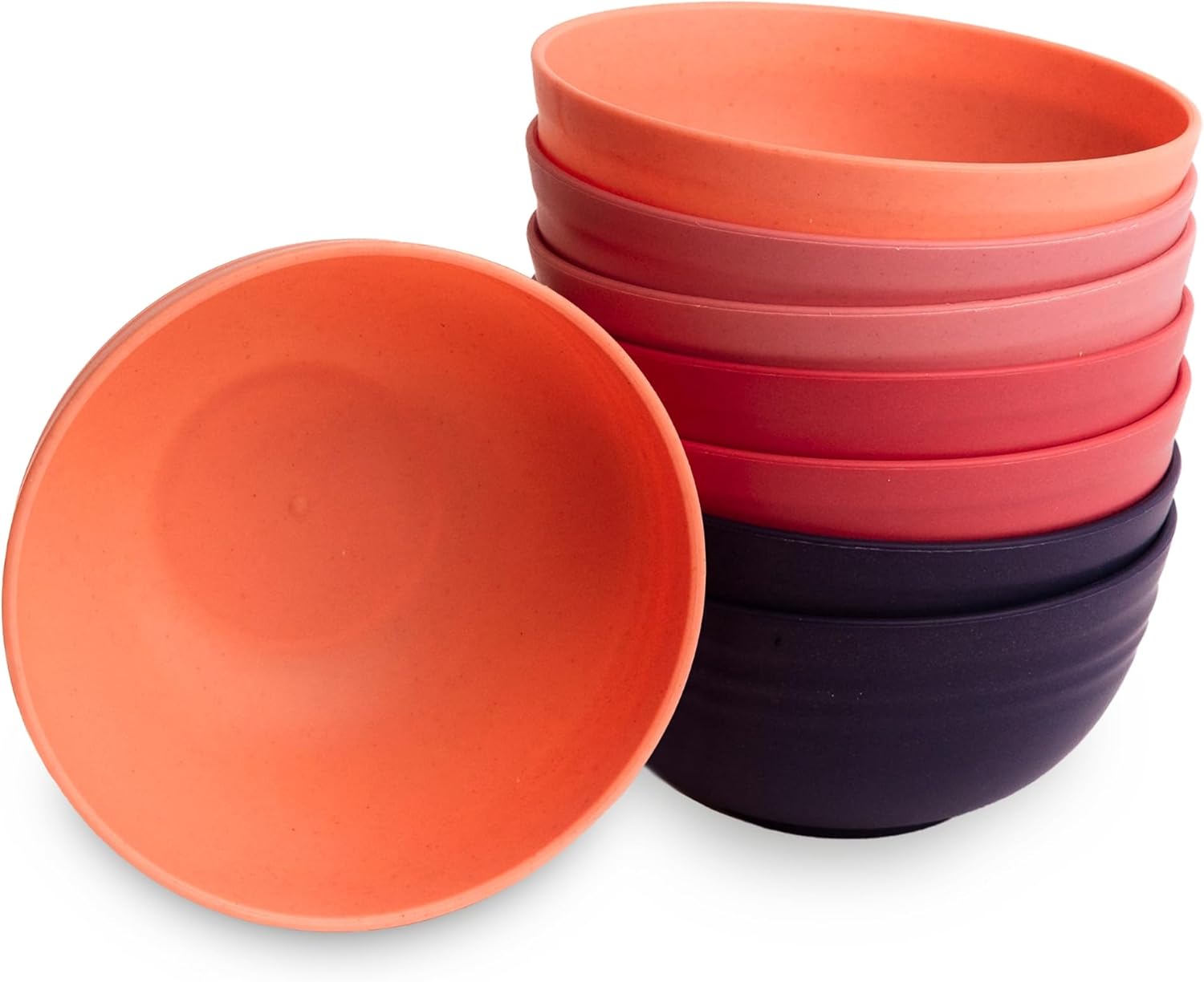 Nook Theory 8-Pack Reusable Wheat Straw Bowls - 26 oz Non Toxic Kids Bowls, Microwave Safe & Dishwasher Safe Cereal and Snack, Unbreakable Dinnerware (Coral)