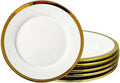 Dinner Plates, Set of 6, 8 inch,White Porcelain with Gold Trim，Appetizer Plates,Ceramic Round Dessert Serving Plates for Bread, Salad, Snack and Finger Food,Elegant Ceramic Dinner Plates