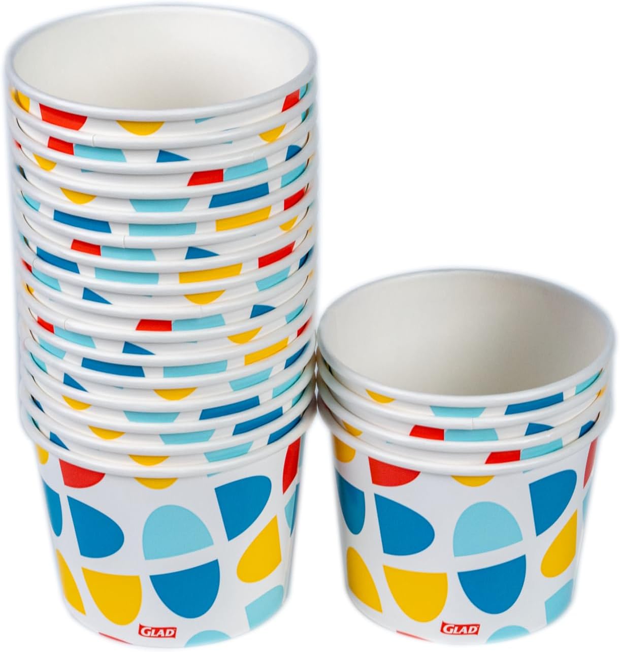 Glad Everyday Paper Snack Bowls with Abstract Print, Lids Not Included - Disposable Snack Bowls, Heavy Duty Paper Bowls for Everyday Use, 12 Ounces, 20 Count - 6 Pack