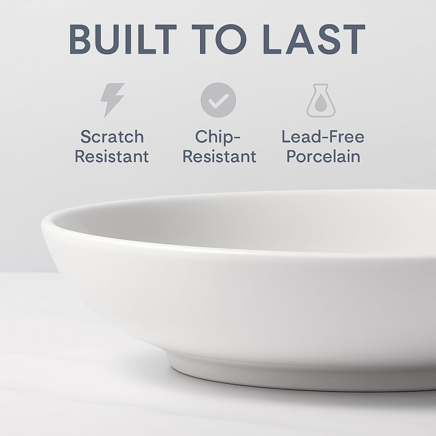 Pasta Bowls Set of 6 – 30oz Large Ceramic Salad Bowls & Soup Bowls, Wide Shallow Pasta Plates for Kitchen & Dining – Microwave & Dishwasher Safe Porcelain Dinnerware, White Serving Bowl Set