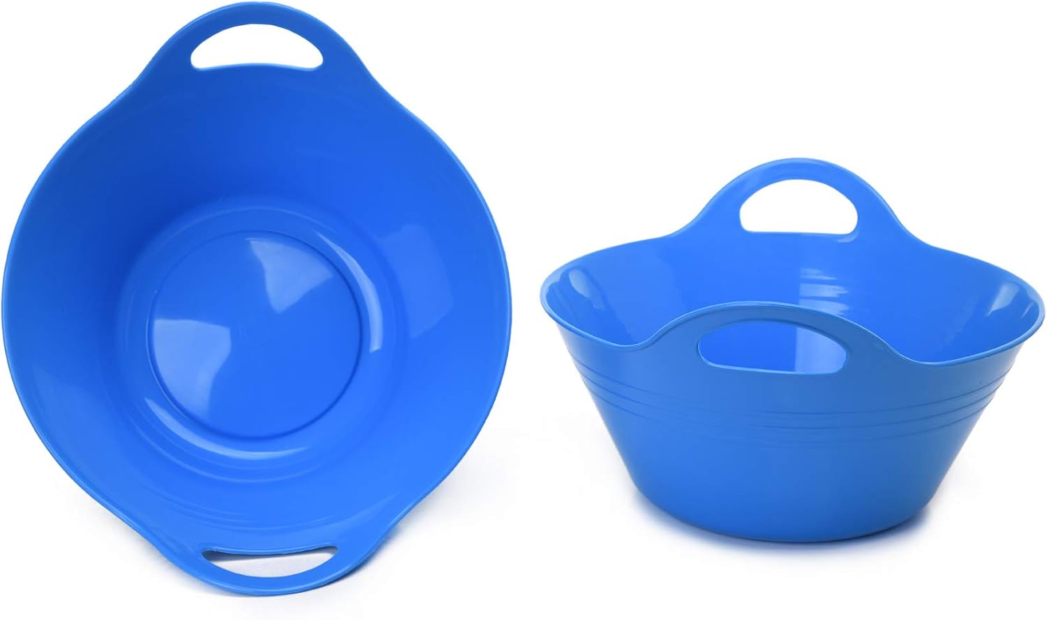Mintra Home Plastic Bowls with Handles (4.5L Large 2pk, Blue)