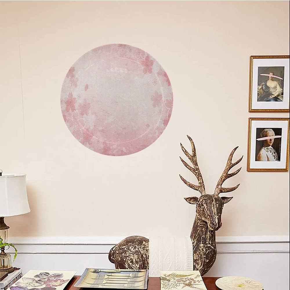 Ceramic Plates, Nature Decorative Ceramic Plates, Cherry Blossoms Pattern in Shabby Chic Style, 8 Inch, for Dining, Parties, Wedding, Pink