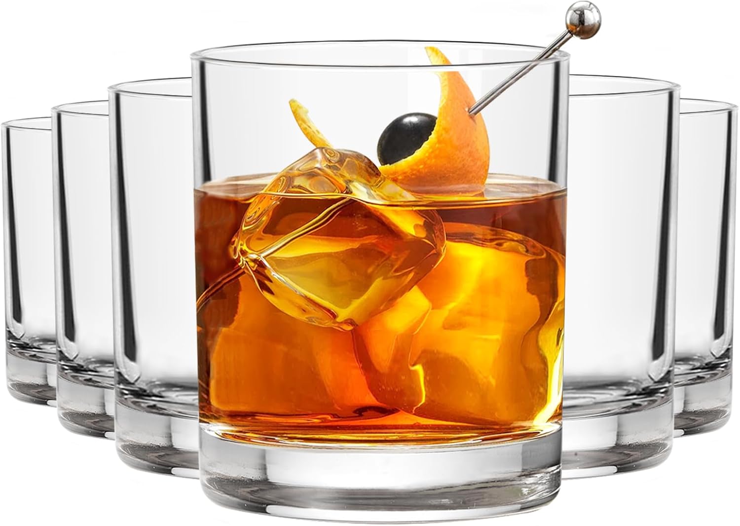 Whiskey Glasses Set of 6, 10 Oz Old Fashioned Glass Cocktail Glasses, Lowball Glasses Tumbler, Clear Glass Cups for Bourbon Whiskey Scotch Rum Juice, Whiskey Gifts for Men