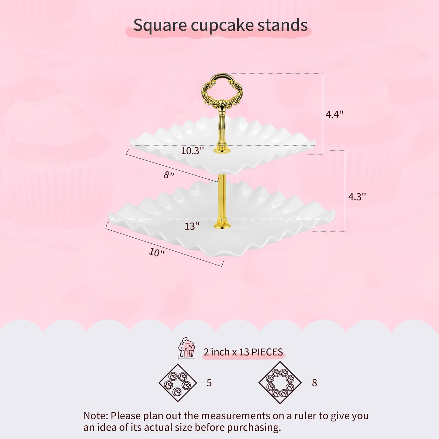 Pack of 10 NWK Cake Stand, Cupcake Stand with 2x Large 2-Tier Cupcake Stands, 2x Large 3-Tier Cupcake Stands, 4 x Appetizer Trays, 2 x Cake Pop Stands for Birthday Baby Shower Party Decorations (Gold)