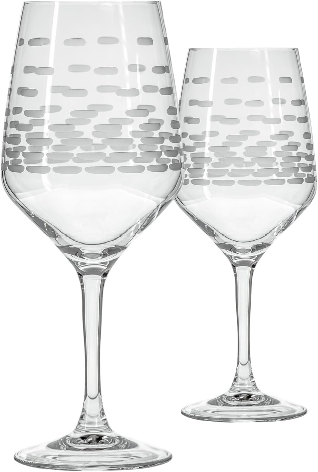 Rolf Glass Strata All Purpose Wine Glass | Made in America | Large 19.5oz Wine Glass | Diamond Engraved Crystal Glass | Contemporary Geometric Brick Design | Red or White Wine | Set of 2