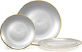 " OCCASIONS " 100 Plates Pack,(50 Guests) Premium Wedding Party Disposable Plastic Plates Set -50 x 10'' Dinner + 50 x 7'' Salad/Dessert (Belize in White Pearl & Gold)