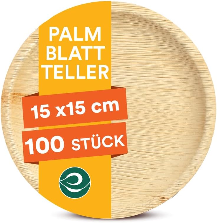 ECO SOUL Palm Leaf Plates 6" Round (100 Count) - Disposable, Eco-Friendly, Biodegradable Bamboo Appetizer Plates - Perfect Dinnerware for Christmas Parties, Weddings, Events & Holidays