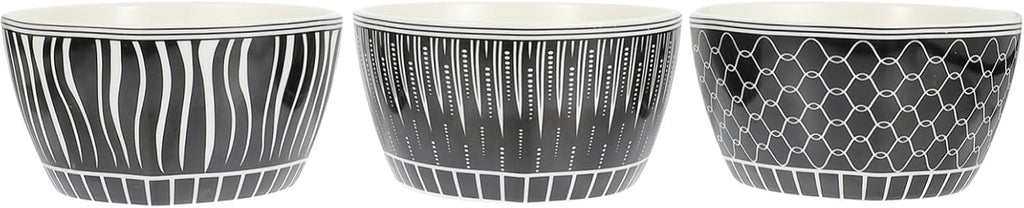 DOITOOL 3Pcs Japanese Ceramic Rice Bowls Sword Dot and Patterns Home Soup and Cereal Bowls Kitchen Dinnerware for Restaurants and Family Use