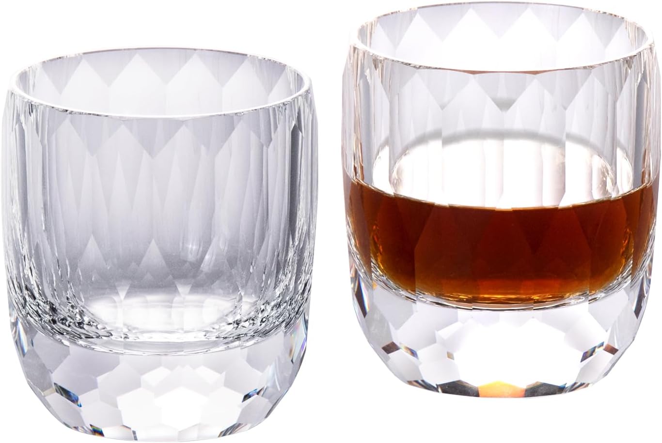 KAMMAK Whiskey Glasses Set of 2, 7.1 oz (210 ml) Old Fashioned Tumbler, Thick Base Crystal Glass with Delicate Rim & Seamless Design for Scotch, Bourbon, Cocktails, Lead-Free Barware