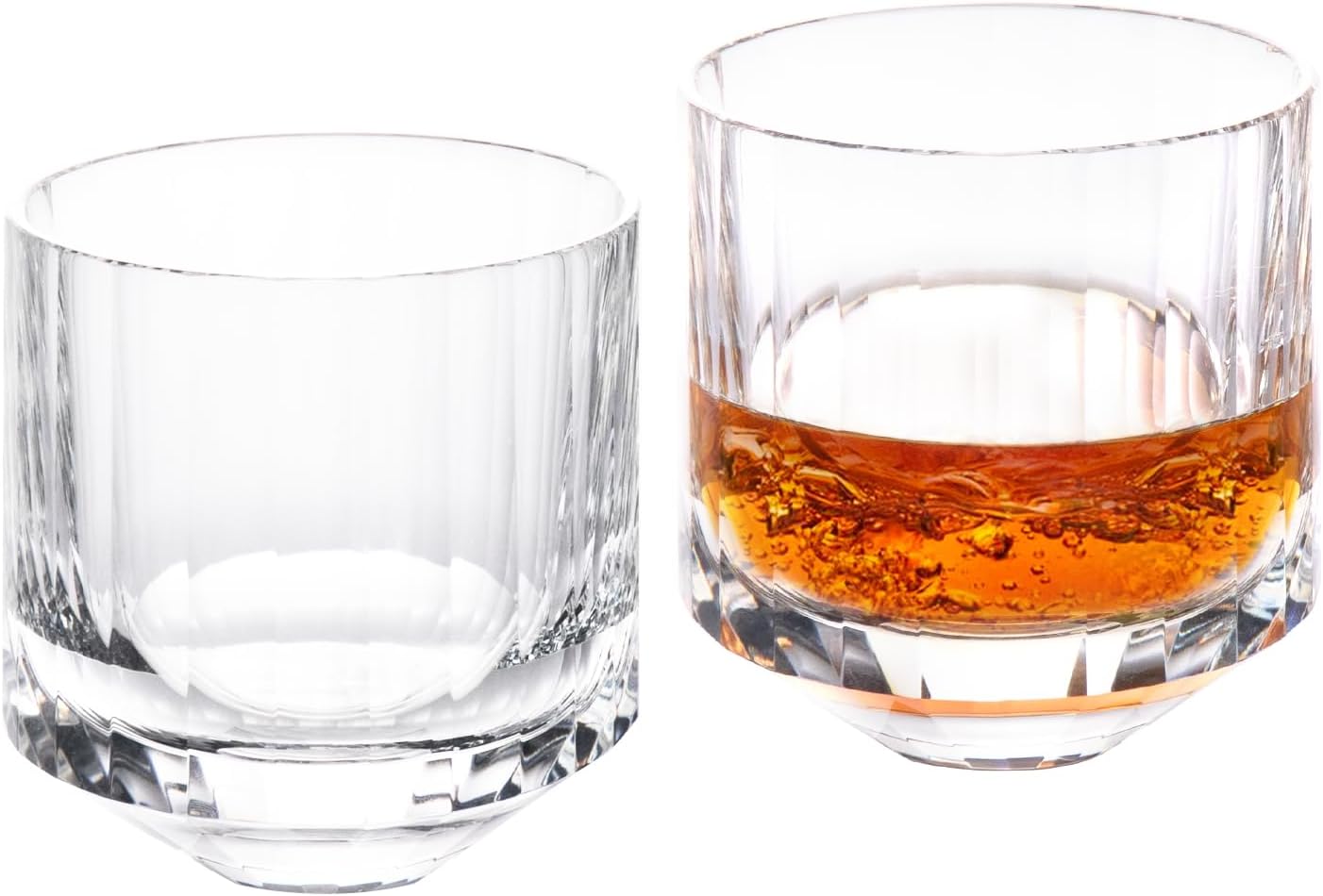 KAMMAK Crystal Whiskey Glasses Set of 2, 10.15 oz (300 ml) Hand Blown Old Fashioned Tumbler, Thick Base Glass with Delicate Rim & Seamless Design for Scotch, Bourbon, Cocktails, Lead-Free Barware