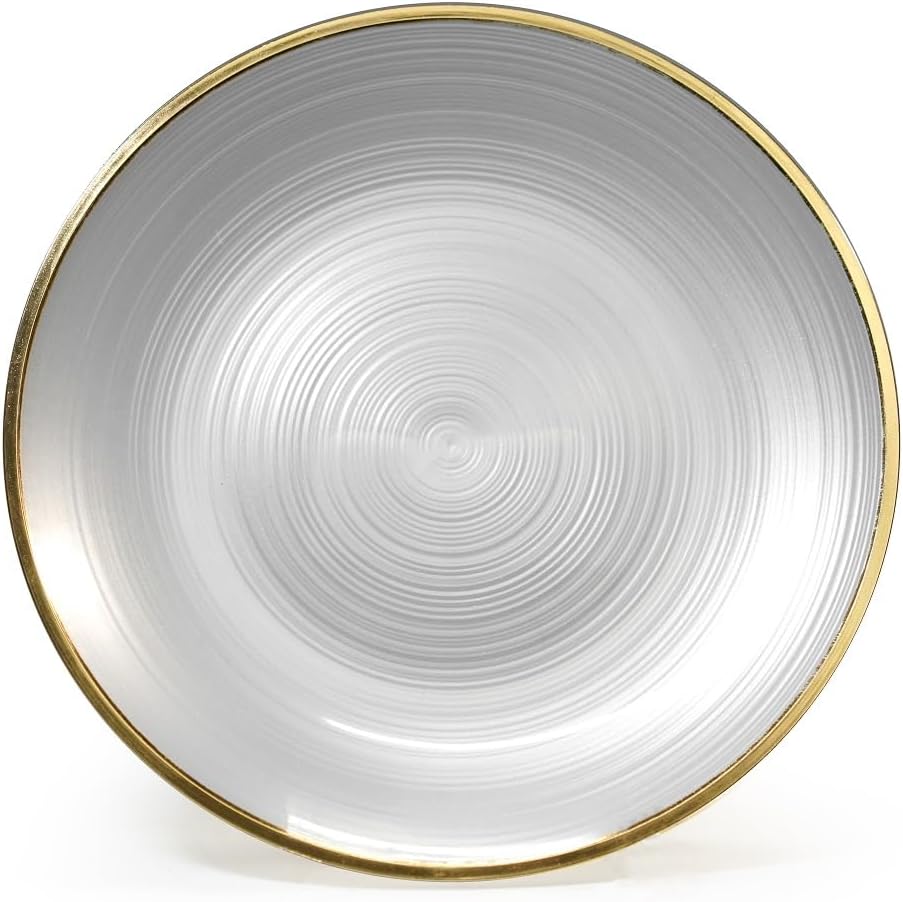 " OCCASIONS " 120 Plates Pack,(60 Guests) Premium Wedding Party Disposable Plastic Plates Set -60 x 10'' Dinner + 60 x 7'' Salad/Dessert (Belize in White Pearl & Gold)