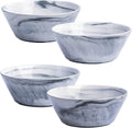 Yundu Grey Marble Ceramics Bowls Set of 4, 30 Ounces Ramen Bowl for Noodle, Salad Bowls Large Snack Bowls for Kitchen, Dishwasher & Microwave Safe