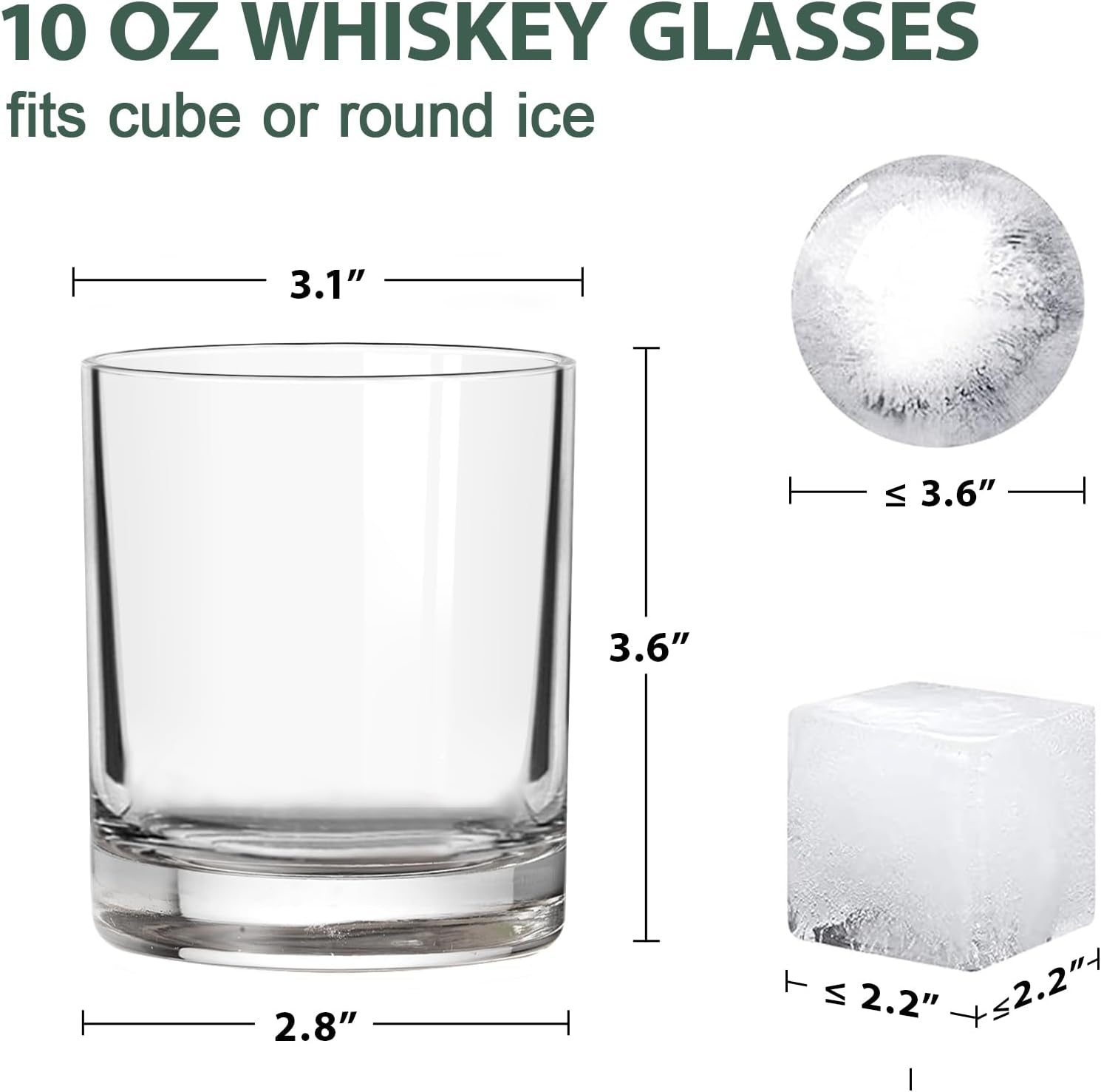 Whiskey Glasses Set of 6, 10 Oz Old Fashioned Glass Cocktail Glasses, Lowball Glasses Tumbler, Clear Glass Cups for Bourbon Whiskey Scotch Rum Juice, Whiskey Gifts for Men