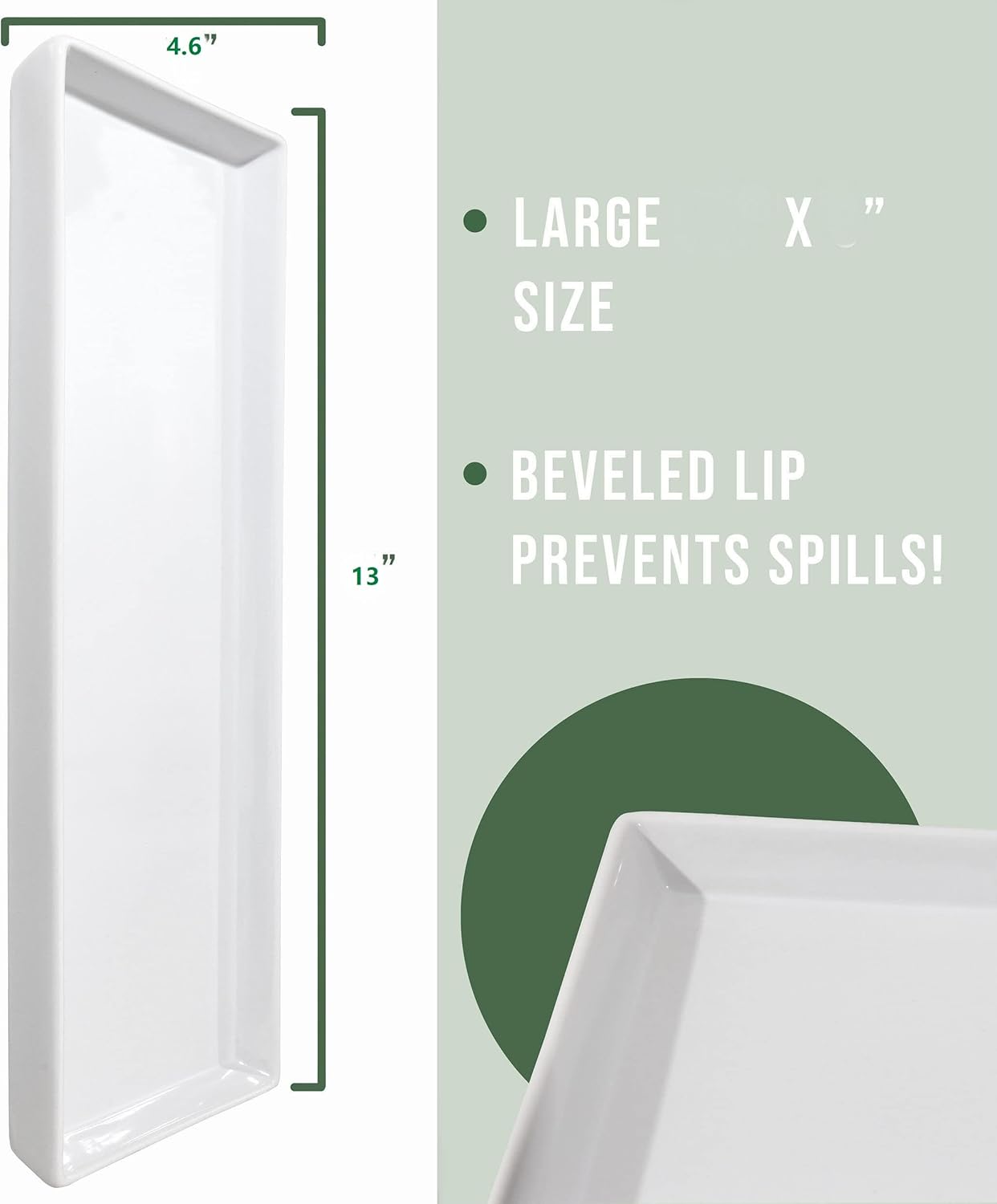 Rectangular Plastic Serving Plates, 13 x 4.6 Inch, Set of 4 for Party, Entertainment, Appetizers, Sushi, Desserts (White)