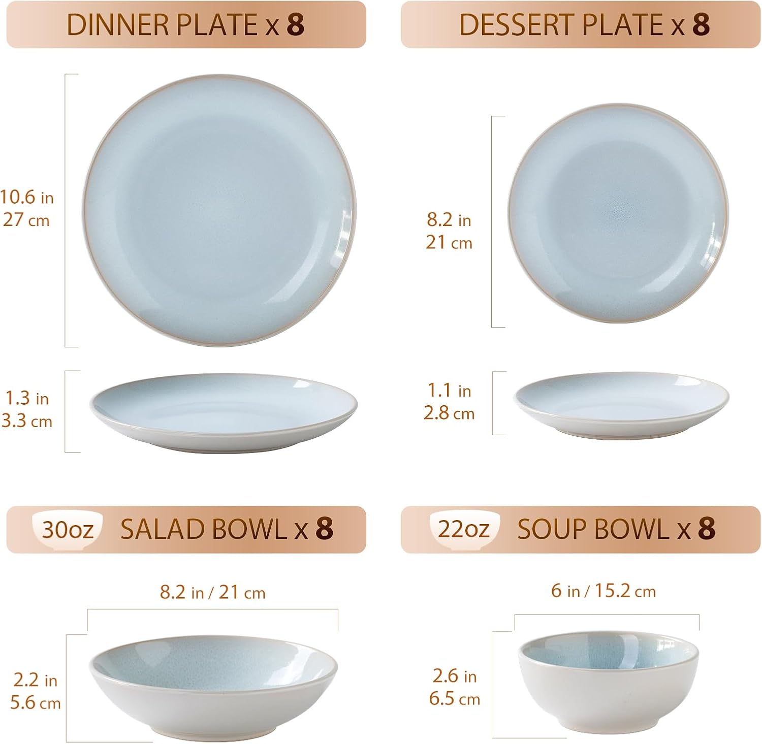Plates and Bowls Sets for 8 - CJDC-QUELO 32-Piece Stoneware Dinnerware Sets, Ceramic Dishware Set for Kitchen Use and Formal Dining, Chip and Scratch Resistant Microwave Dishwasher Safe, Off White