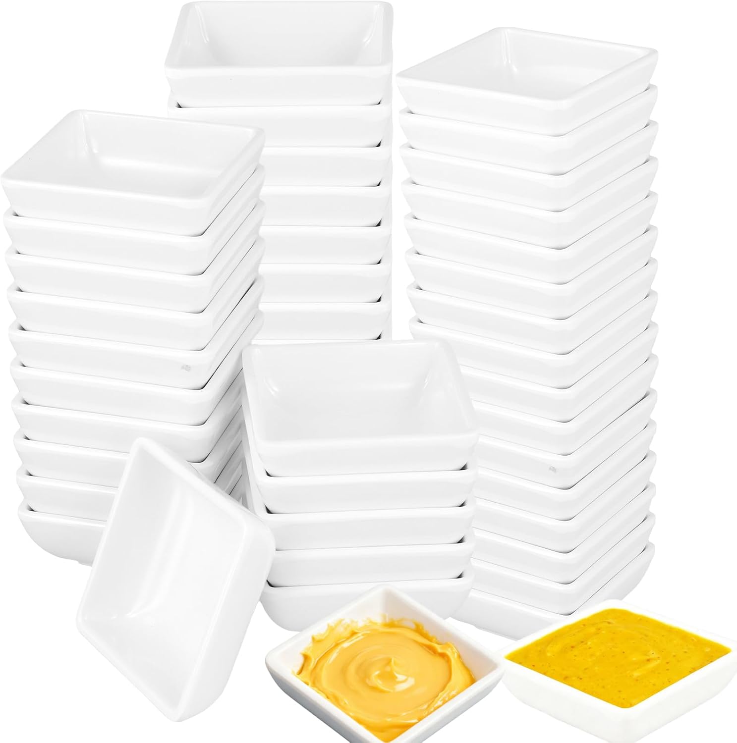 50 PCS 3 oz Melamine Dipping Bowls Set, White Soy Sauce Serving Dishes for Kitchen, Restaurant, Camping, BBQ Party Use
