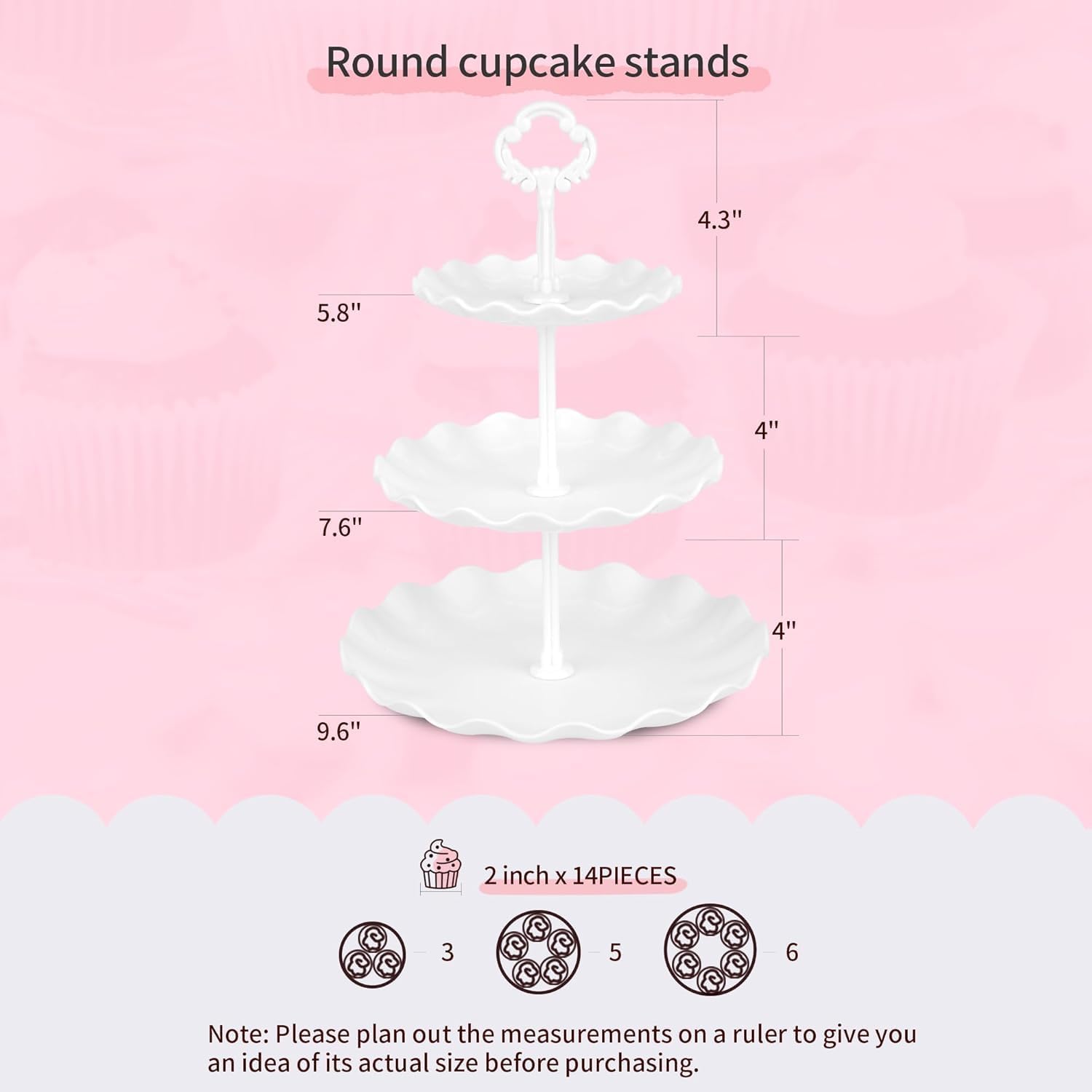 NWK Pack of 10 Dessert Stand Set with 2x Large 2-Tier and 2x Large 3-Tier Cupcake Stands, 4 x Appetizer Trays, 2 x Cake Pop Stands, for Birthday Baby Shower Party Decorations